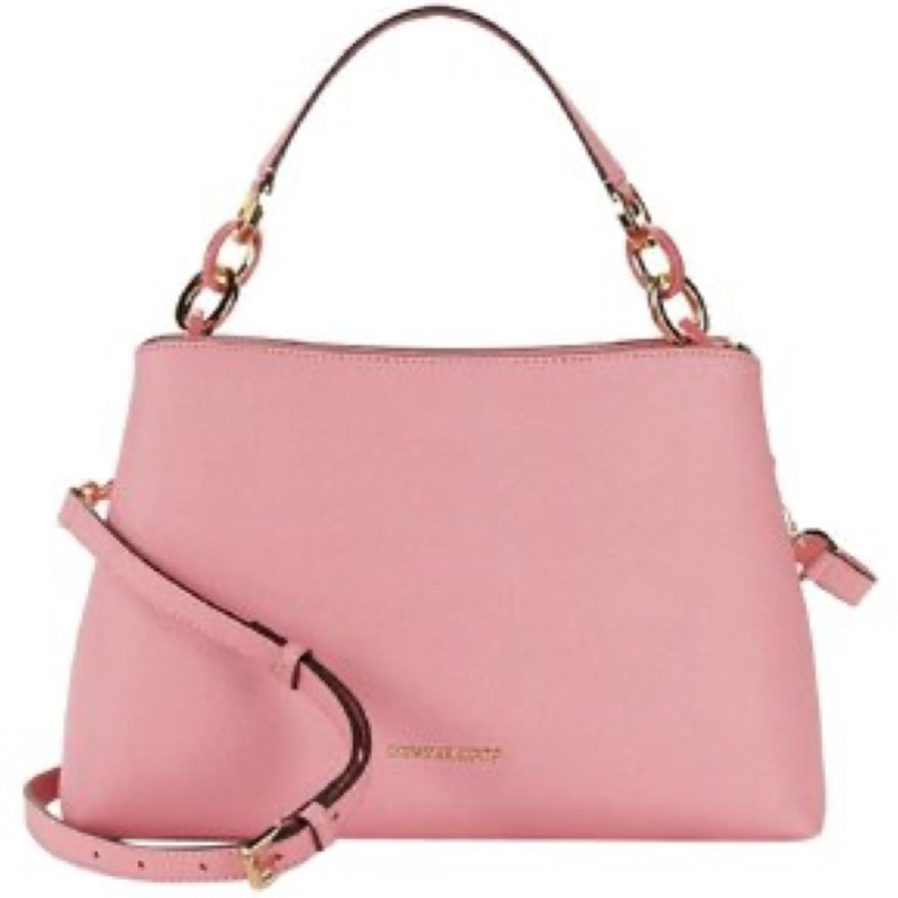 Michael Kors Portia large saffiano pale pink leather shoulder bag